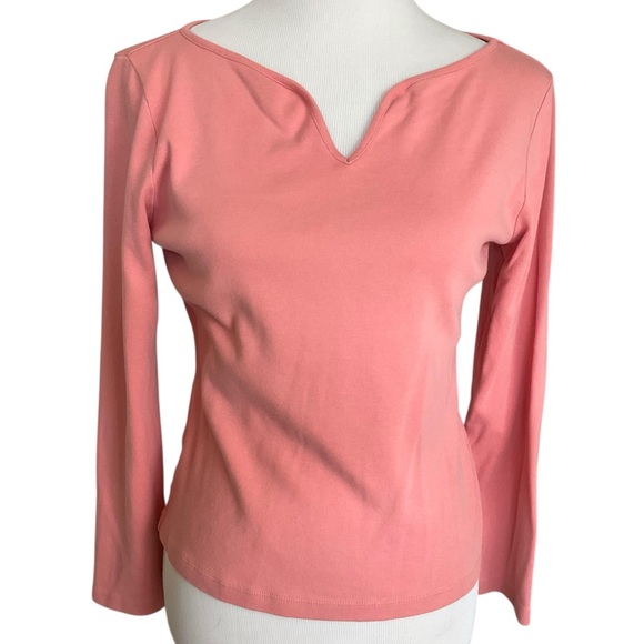 LOFT Tops - LOFT Long Sleeve Knit Top 100% Cotton M Peachy Pink